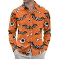 thumbnail image 2 of Domuza Button Down Shirt Men Long Sleeve Halloween Horror Novelty Print Relaxed Fit T Shirts Casual Lightweight Collared Tops for Halloween Party Saffron L, 2 of 7