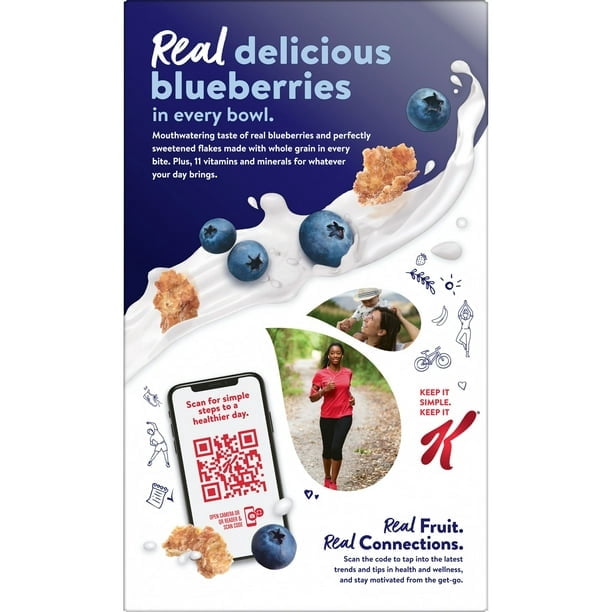 Kellogg's Special K Breakfast Cereal, Fiber Cereal, Family Breakfast, Family Size, Blueberry, 15.5oz Box (Pack of 2)