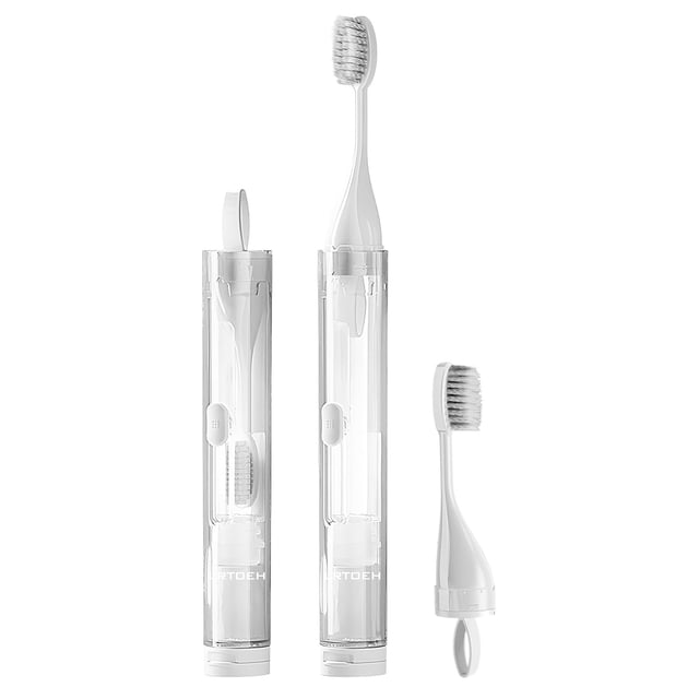 Cepillo de Dientes de Viaje LRTOEH Plegable con Pasta Dental Incorporada