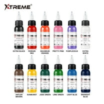 Xtreme Inks 12-Color Tattoo Ink Set, 0.5 oz Bottles – Professional Vibrant Pigments