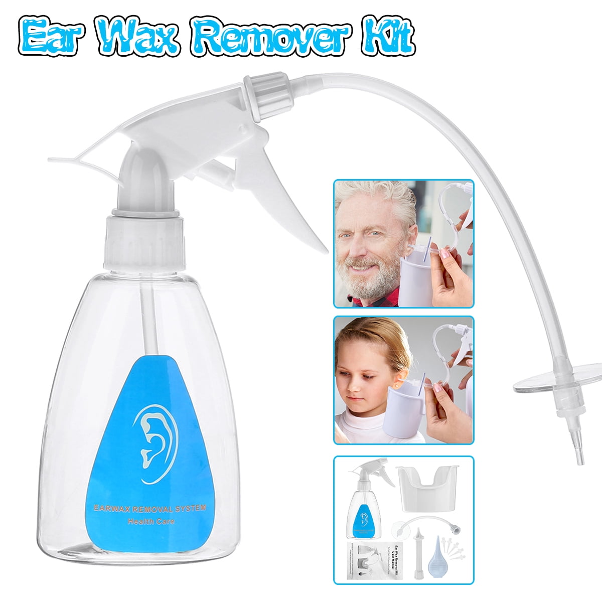Ear Wax Cleaner Bottle Earwax Removal Kit Ear Washer Flush Syringe For