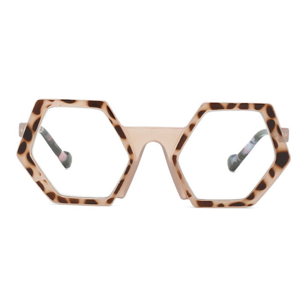4 Pairs of Polygon Blue Light Blocking Reading Glasses Oversized Pink Tortoiseshell Presbyopic Glasses Stylish Candy Color Spring Hinge Readers