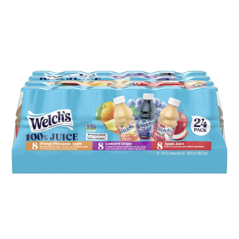 Welch's 100% Juice Variety Pack, Apple, Grape & Orange Pineapple, 10 fl oz,  24 Ct - Walmart.com