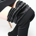 thumbnail image 2 of Lovskoo 2024 Fleece Lined Leggings Women Winter Warm Trendy Solid Color Plush Thermal Tight Pants Black, 2 of 9