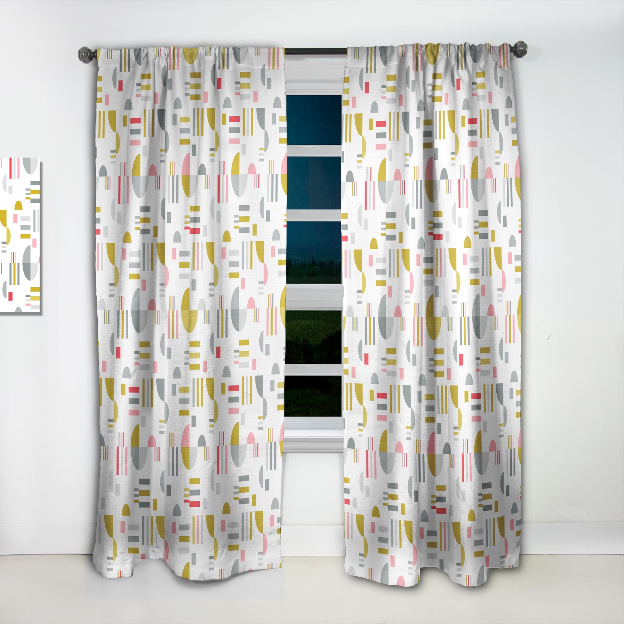 Designart 'Abstract Retro Design XVI' Mid-Century Modern Curtain Panel
