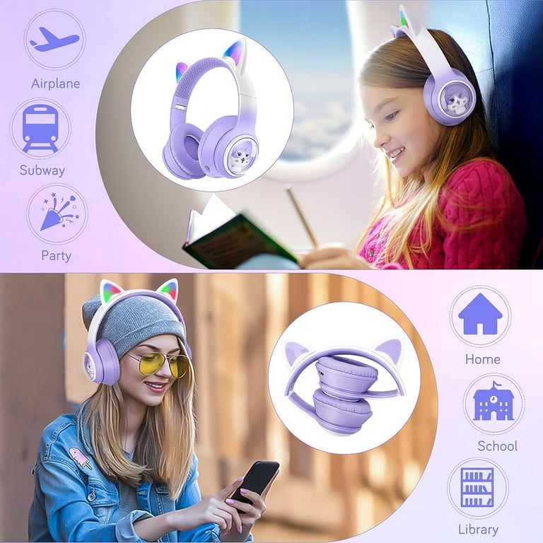 Kids Headphones, Cute Dinosaur Childrens Bluetooth Headphones With LED