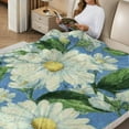 thumbnail image 2 of Creowell Blue White Flowers Green Leaves Cozy Flannel Blanket 50x60 30*40in, 2 of 7