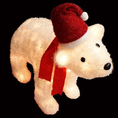 26 quot lighted tinsel polar bear wearing santa hat christmas 26 quot lighted tinsel polar bear wearing santa hat christmas
