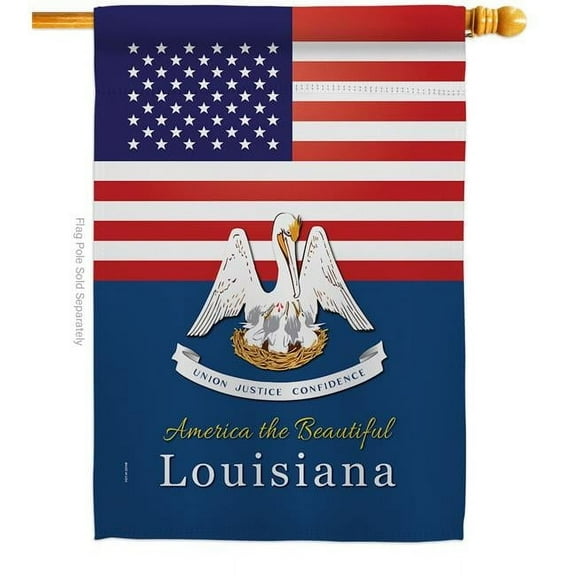 Americana Home & Garden H140570-BO 28 x 40 in. USA Louisiana American State Vertical House Flag with Double-Sided Decorative Banner Garden Yard Gift