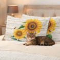 thumbnail image 3 of Vintage Sunflower Bee Pillow Covers 2 Pack Yellow Floral Wood Grain Farmhouse Pillowcase Waterproof Outdoor Throw Pillow Cover for Patio Balcony Rectangular Cushion 20”x12”, 3 of 9