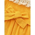 thumbnail image 6 of Infant Baby Girl Summer Jumpsuit, Fly Sleeve Square Neck Tassel Decoration Bodysuit with Bow Belt, 6 of 9
