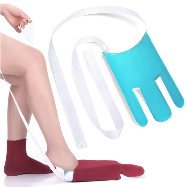 Sock Aid Tool for Elderly Disabled, Easy On Off Dressing Helper with Foam Grip, Assistive Device for Putting Socks for Limited Mobility