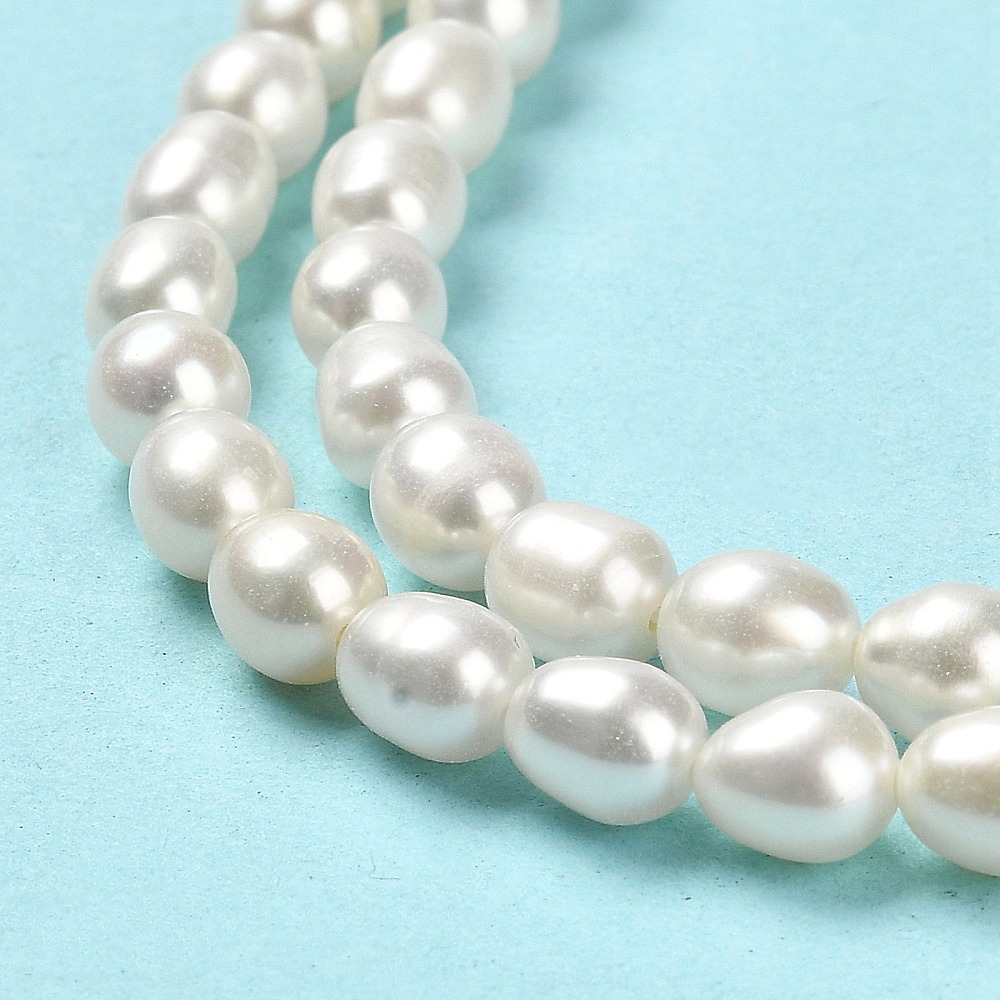 1 Strand Natural Cultured Freshwater Pearl Beads Strands Rice Grade 5A Floral White 5~5.5x4.5~5mm Hole: 0.7mm about 60~61pcs/strand