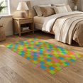 thumbnail image 2 of ODIKA 5'x7' Washable Area Rug Easy Care, Non-Shedding, Pet Friendly, Bedside Block Retro Border Storybook Checkerboard Motif Geometric for Small Living Room, Bedroom, 2 of 7