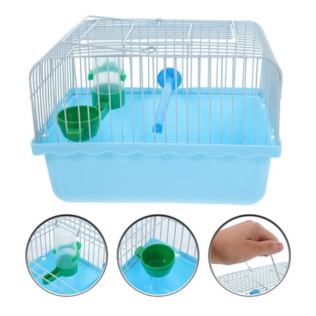 FRCOLOR Small Bird Travel Cage ABS Iron Blue Carrier for Parrots and Small Animals 1Pcs