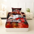 thumbnail image 4 of Castle Fairy Bold Fire Truck Twin Sheet Sets 3pcs for Boys, Flame Text Bedding for Kids Room, Red and Black, 4 of 6