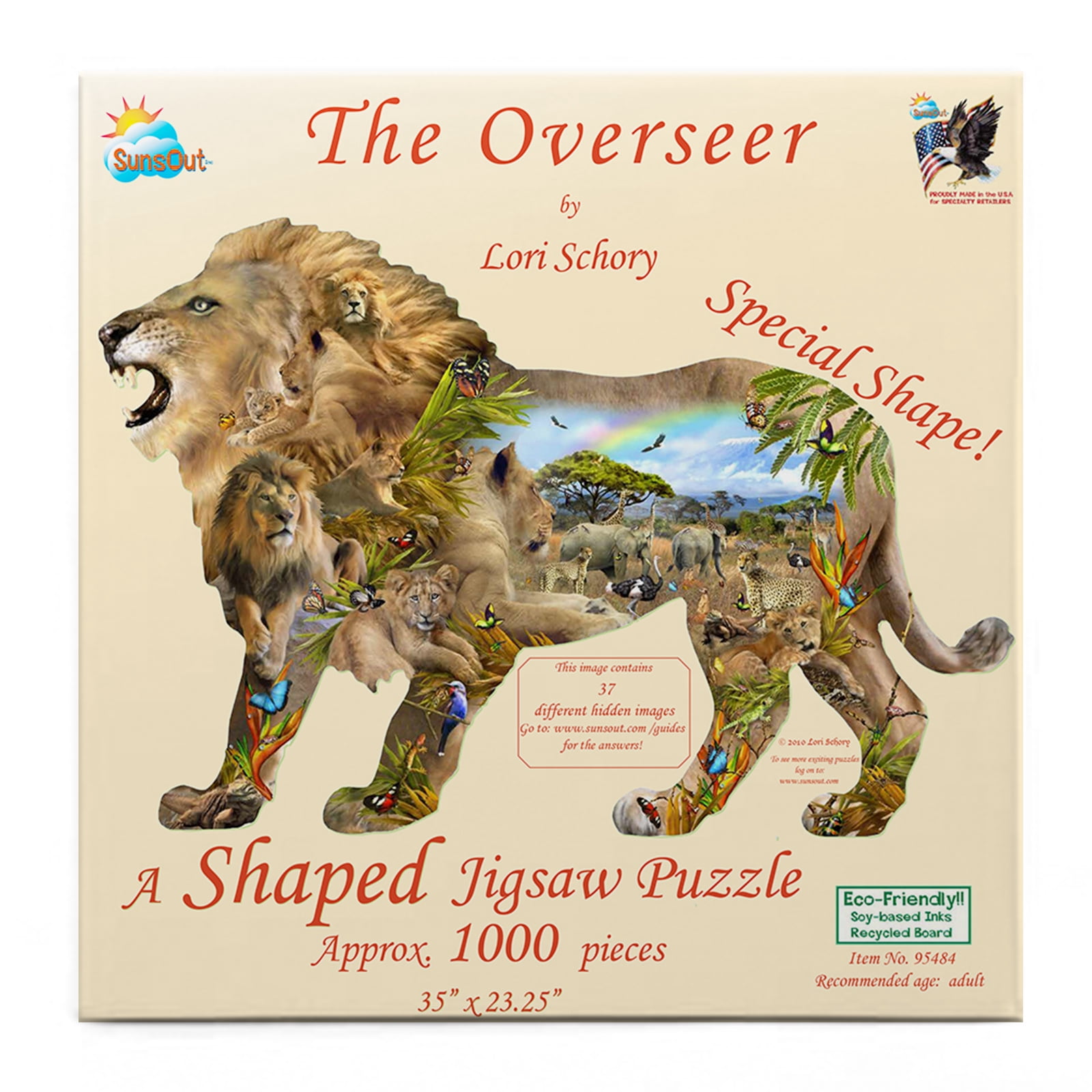 SUNSOUT INC - The Overseer 1000 pc Lion Shaped Jigsaw Puzzle - MPN # 95484