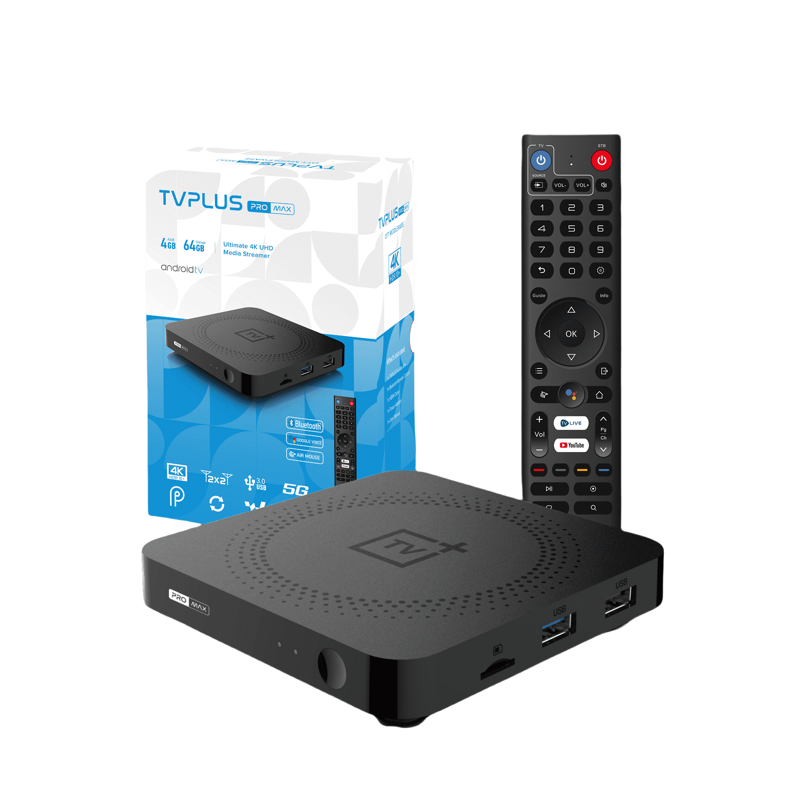2025 TVPLUS PRO MAX Android 4GB+64GB TV Box Duo Band WiFi