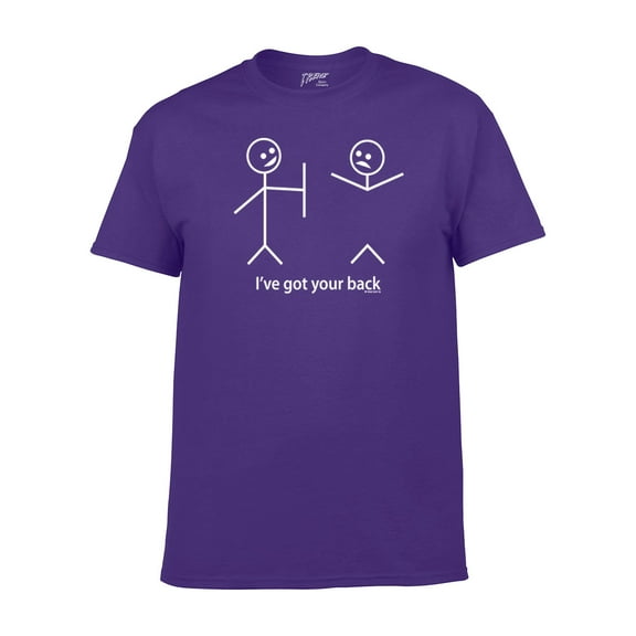 Funny Short Sleeve T-shirt I've Got Your Back Stick Figures Humorous Sarcastic Phrases Novelty Short Sleeve T-shirt-Lilac-XXL
