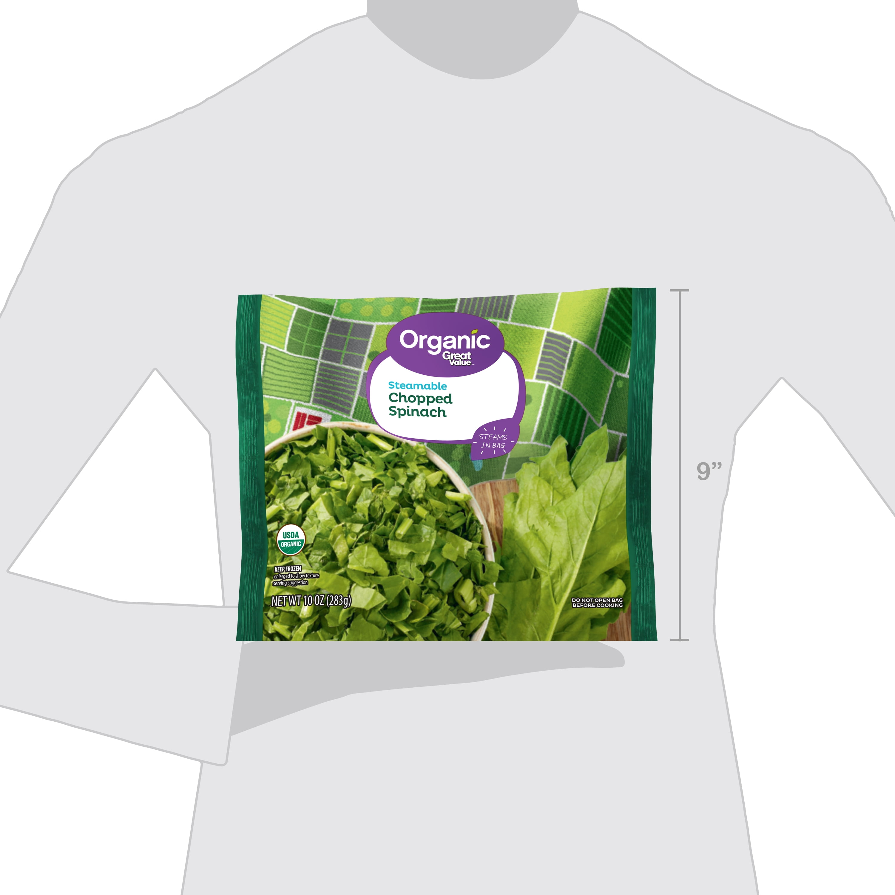 Great Value Organic Chopped Spinach, 10 oz (Frozen)