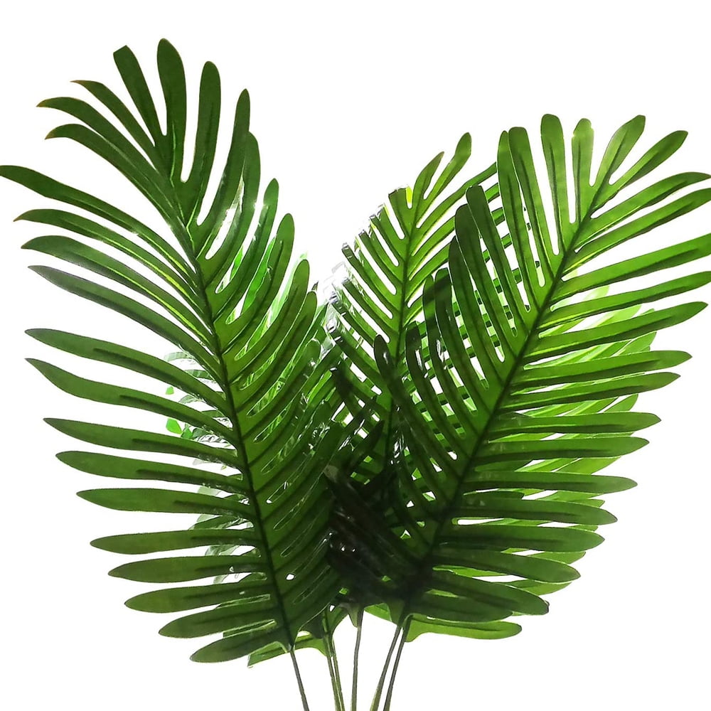 Visland 5PCS Artificial Palm Tree Leaves, Tropical Plant Faux Fake Palm
