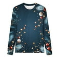 thumbnail image 4 of SELONE Womens Christmas Shirts Long Sleeve Printed Crewneck Pullover Casual Tops Blue L, 4 of 4