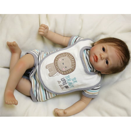 NPK CollectionReborn Baby Doll Soft Silicone 20inch 50cm Magnetic Lovely Lifelike Cute Lovely Baby Grey suit doll