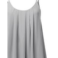 thumbnail image 4 of A2Y Women's Relaxed Fit Wool Dobby Woven Double Layer Spaghetti Cami Pleated Top Light Grey 1XL, 4 of 6