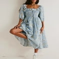 thumbnail image 2 of POINTERTECK Robe Florale Femme Ligne A Col Carré Manches 3/4 Robe Longue de Soirée, 2 of 9