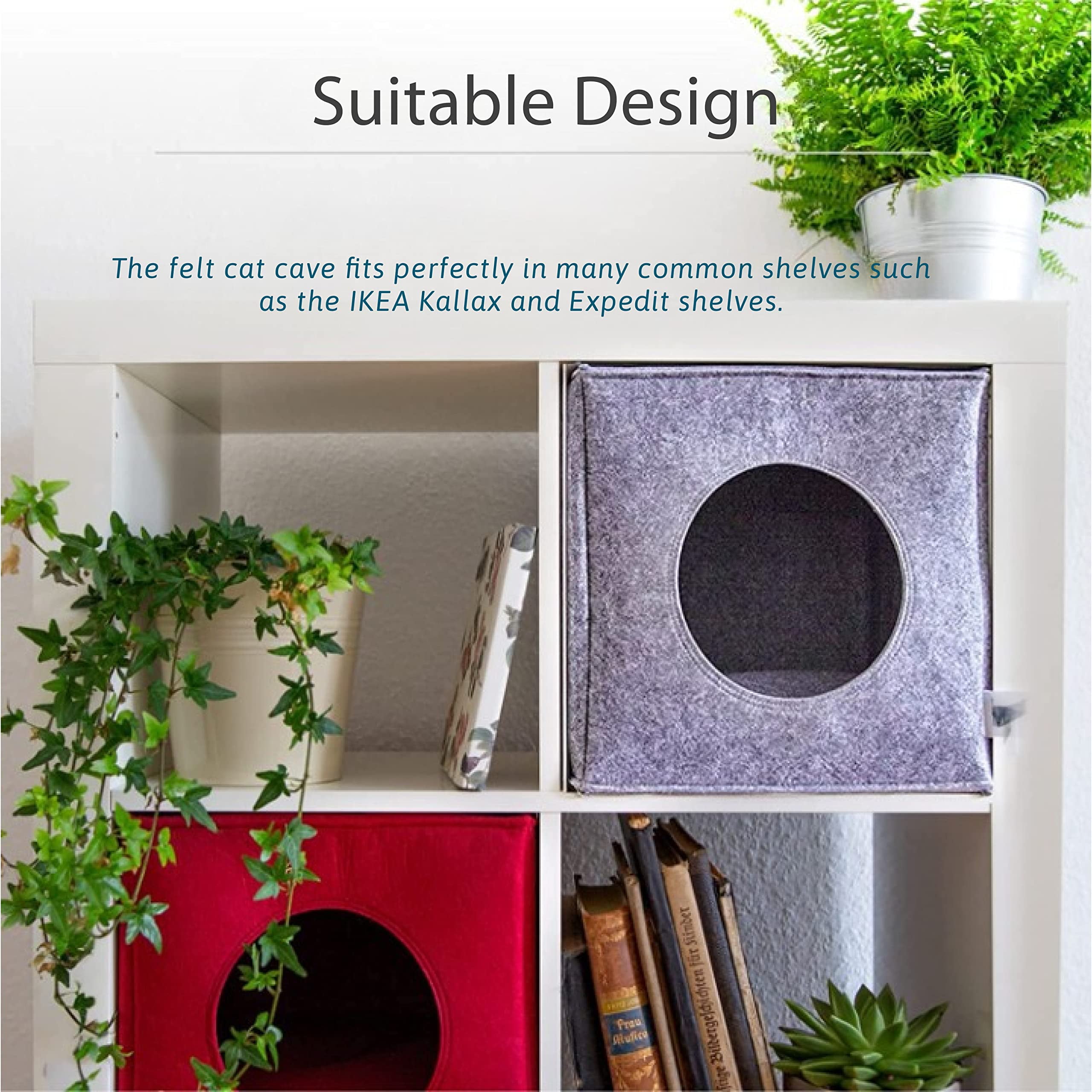 VIIRKUJA Felt cat cave in red incl. Cushion Extra Fluffy Cushion
