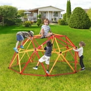 ENYOPRO 6.8ft Outdoor Climbing Dome, Kids Universal Exercise Dome Climber, Max 439lbs Climbing Toys for Outside, Rust & UV Resistant Steel Climbing Structures, for 3-5 Years Old, Red + Yellow