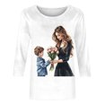 thumbnail image 6 of JTZGDY Mama Shirts for Women Cute 3/4 Length Sleeve Printed Crew Neck Basic Tunic Tees Blouses Trendy Oversized Comfy Holiday Gift T-Shirts Lightweight Pullover Tops White#01 XXL, 6 of 6