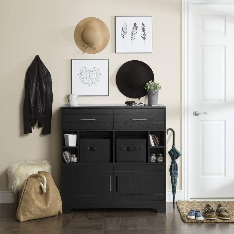 South Shore Vietti Bar Cabinet with Drawers Black Oak