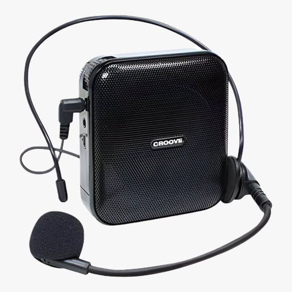 Croove Amplificador de Voz Micrófono Portátil Recargable con Auriculares y Clip para Cinturón, Ideal para Profesores de Aula y Guías Turísticos.