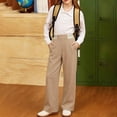 thumbnail image 5 of Girls Striped Waist Straight Leg Chino Uniform Pants Sizes 6-15 | Kids High Waist Straight Pants with Pockets, Striped Elastic Waist, Comfortable Formal Casual Fall Outfits Back to School, 5 of 6
