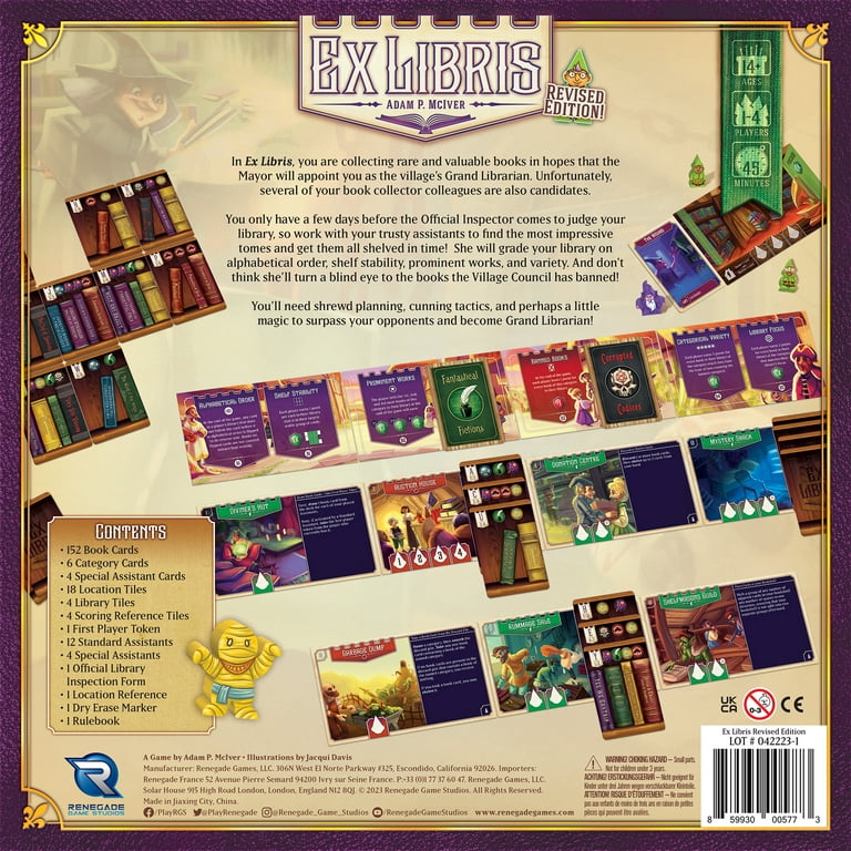 Renegade Games Studios: Ex Libris Second Edition - Family Strategy Board  Game, Ages 14+, 1-4 Players 