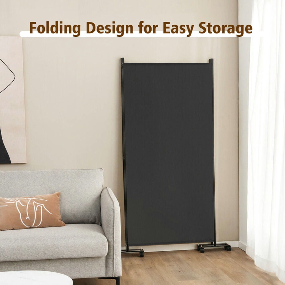 Resenkos Room Separator, Room Divider Panel,3 Panel Folding Room Divider with Lockable Wheels-Gray