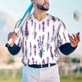 thumbnail image 5 of Zufioo Lavender Flowers Print Men's Baseball Short Sleeve, Moisture Wicking Button-Down Hip Hop Tee-Small, 5 of 7