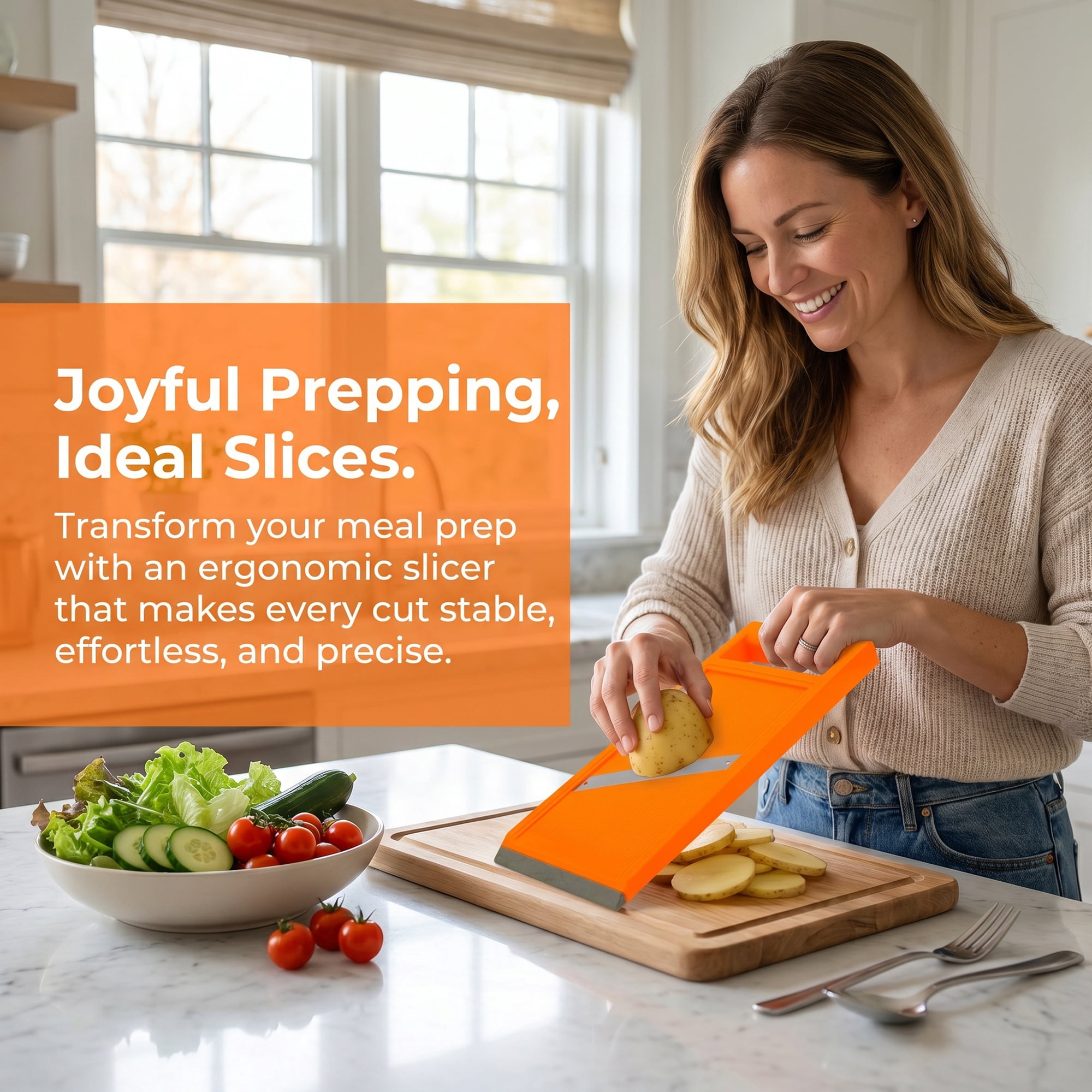 Mandoline Slicer for Kitchen, Vegetable Chopper Multifunctional Cutter for Potato Onion Orange 10.8" x 4.2"