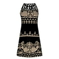 thumbnail image 2 of Sleeveless Tunic Dresses for Women Halter Neck Indian Printed A-line Dress Summer Loose-Fit Hollow out Short Dress, 2 of 5