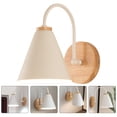 thumbnail image 2 of HCYZ Simple Style Indoor Wall Lamp White Wood Iron Bedside Porch Light, 2 of 7