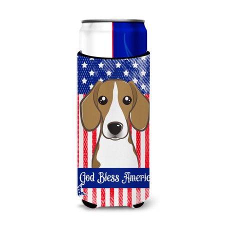 

Carolines Treasures BB2169MUK God Bless American Flag with Beagle Michelob Ultra beverage Insulator for slim cans Slim
