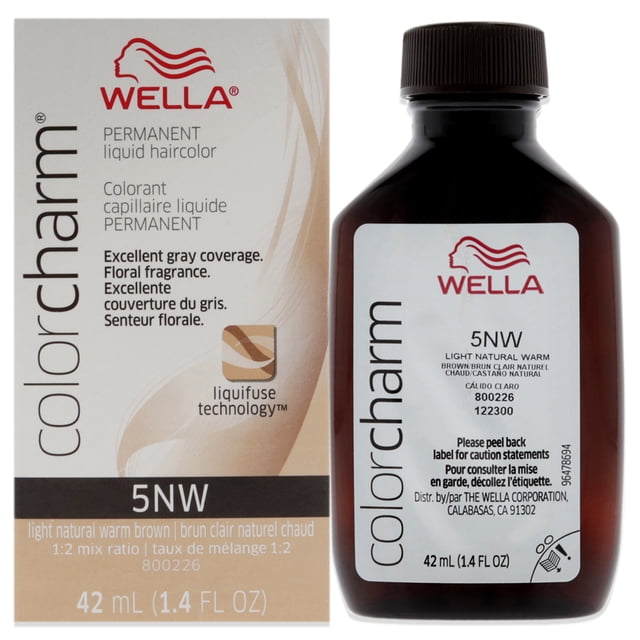 Color de cabello líquido permanente WELLA Color Charm para cobertura de cabello canoso WELLA Color Charm Color de pelo 1.4 oz