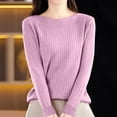 thumbnail image 3 of Fmbrln Womens Casual Solid Basic Knitted Sweaters Fall Winter Fashion Long Sleeve Crew Neck Pullover Tops Loose Comfy Sweaters Purple S, 3 of 3