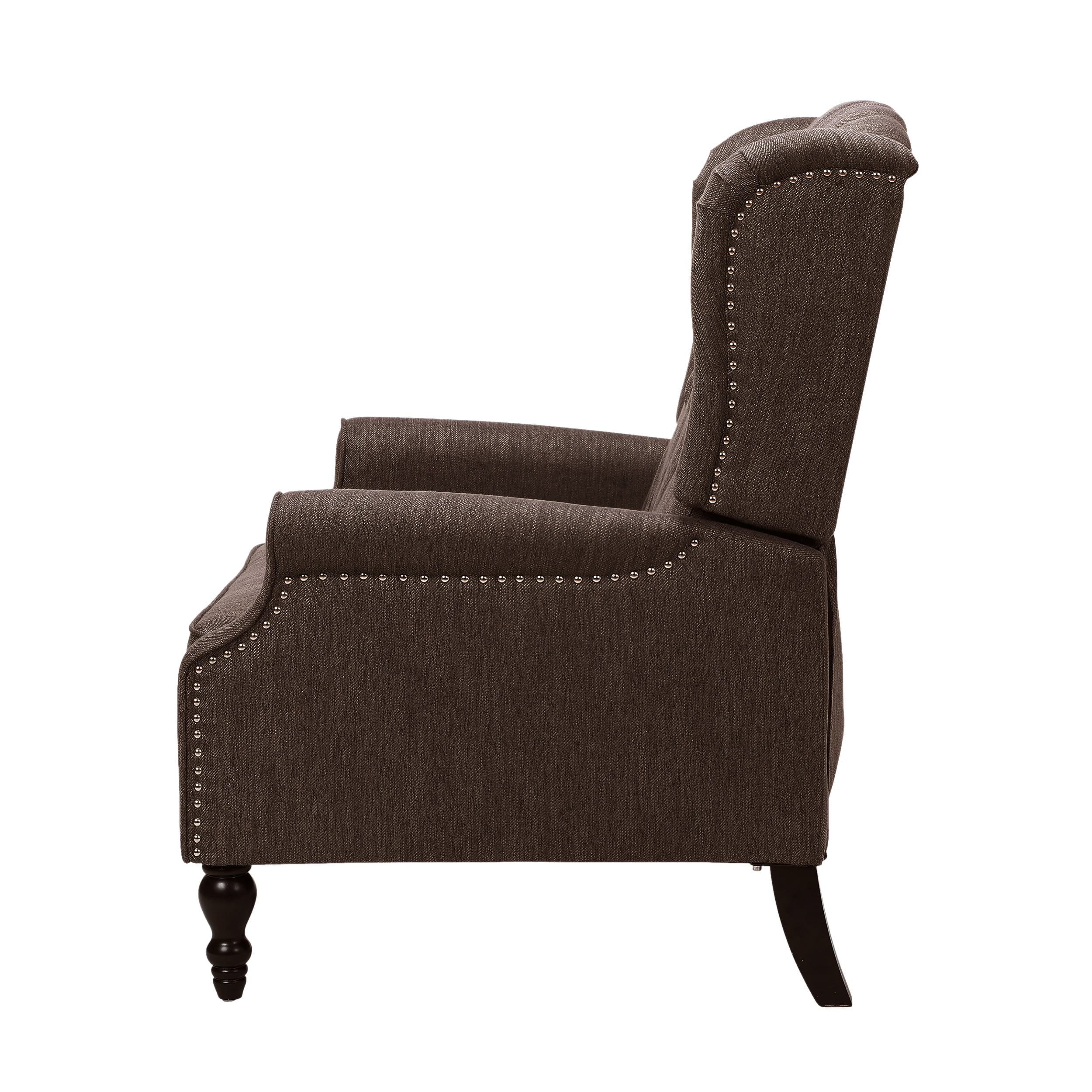 Noble House Khalid Oversized Wingback Tufted Fabric Push Back Recliner, Brown