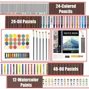 KINSPORY 168Pcs Drawing Painting Set, Deluxe Wooden Art Set Crafts Coloring Book, Sketch Pad, Gift for Artist Beginners Kids Girls Boys (Brown)