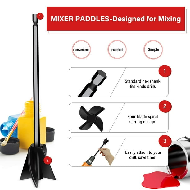 Reusable Paint and Resin Mixer Paddle Epoxy Mixer Attachment for Drill
