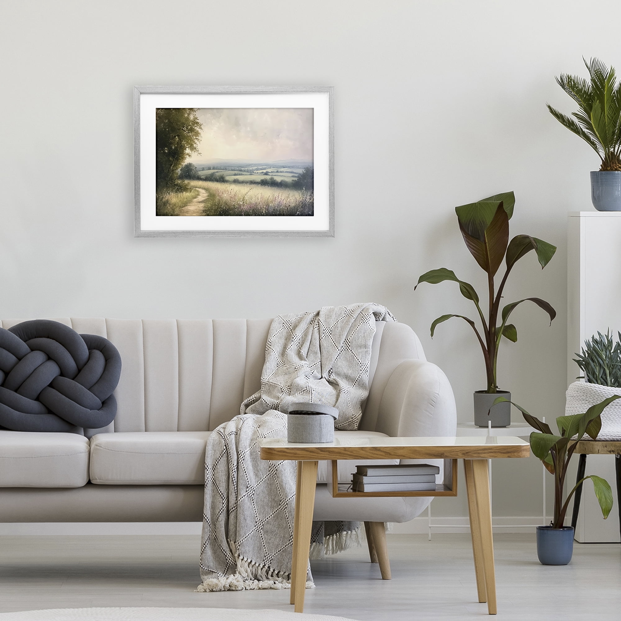 Stupell Industries Rolling Farmlands in Distance Gray Framed Print Under Glass, design by Petal Prints Design
