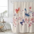 thumbnail image 6 of Colorful Butterfly Shower Curtain Set - 72" x 78" Washable Bathtub Curtain with 12 Hooks, Spring Summer Botanical Flowers Waterproof Fabric Stall Shower Curtains for Bathroom/Bathtub Décor, 6 of 6