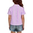 thumbnail image 7 of CCRFTGI Polo Shirts for Kids Girls Size 10-12 Striped Shirt Short Sleeve Polo Shirts School Uniform Athletic Sport Lapel Button Collared Polo Summer Tops Purple 9-10 Years, 7 of 7
